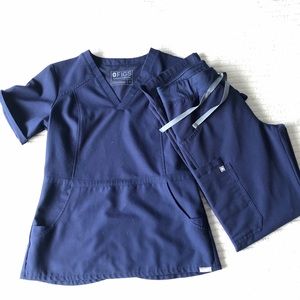 Figs Peplum S Top & Kade Pants XS/T Navy